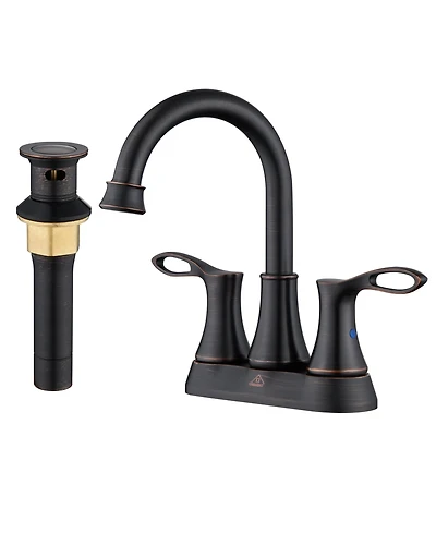 Bathroom Sink Faucet 4 Inch Faucet 2 Handle Bathroom Sink Faucet with Pop-up Drain Stopper and Supply Hoses