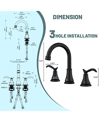 2 Handle Bathroom Faucet 3 Hole Sink with Pop-up Drain Vanity Faucets, Brushed Nickel