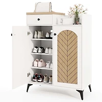 6-Tier Shoe Cabinet with Drawer 6 Removable Shelves Ventilation Openings Metal Legs