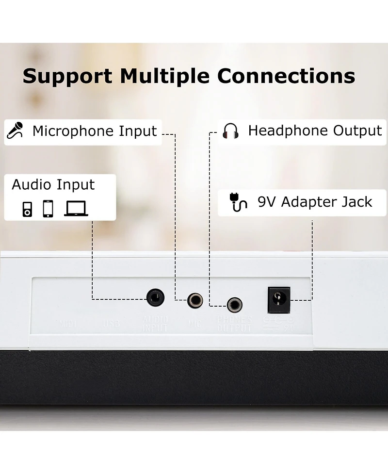 61-Key Electronic Keyboard Piano with 350 Rhythms 350 Timbres 50 Demo Songs