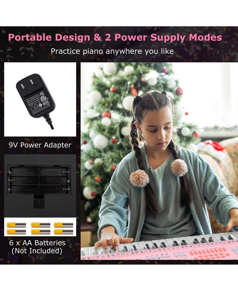 61-Key Electronic Keyboard Piano with 350 Rhythms Timbres 50 Demo Songs