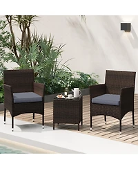 Slickblue 3-Piece Patio Conversation Set with Cushioned Seating and Stylish Glass Table