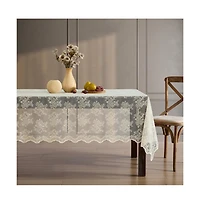 Hlc.me Jolene Floral Lace Fabric Tablecloth, Lace Fabric Table Cloth for Rectangle Tables, Wrinkle Resistant Tablecloth