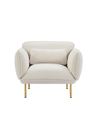 Oversized Living Room Accent Velveta Armchair Upholstered-Single Sofa Chair, Comfy Fabric Armchair with Metal Leg