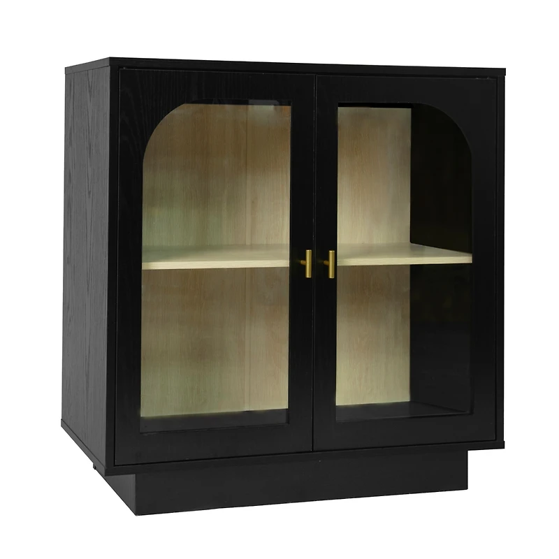 Storage Cabinet with Acrylic Door for Living Room 2 Door Storage Cabinet Sideboard Cabinet Entryway Cabinet, Black