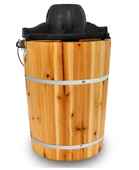 Elite Cuisine 6 Quart Old Fashioned Pine Bucket Electric/Manual Ice Cream Maker