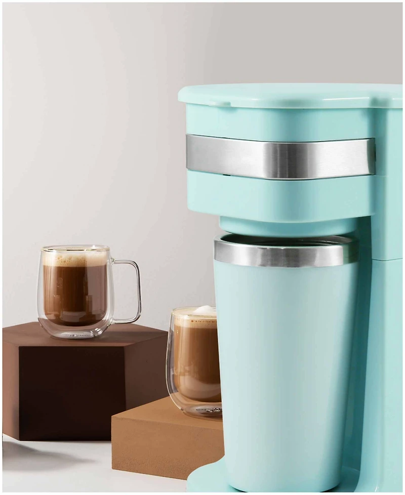 Elite Cuisine 14 oz. Personal Coffee Maker with Stainless Steel Interior Travel Mug