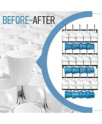 Sorbus 6-Tier Wall Mounted Metal Mug Holder Rack - Display Organizer for Coffee Mugs, Tea Cups, Mason Jars, and More - Holds 27 Mugs