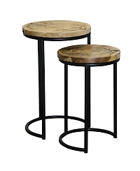 StyleCraft Home Collection 2-Pc. Wood Winter Rectangular Side Table
