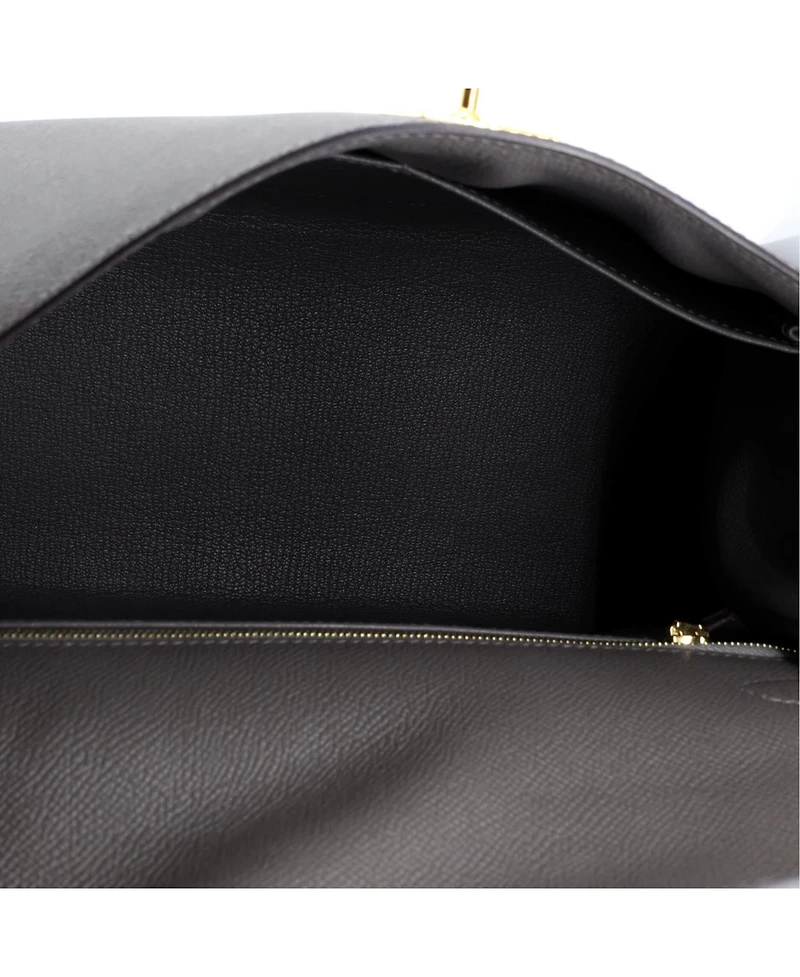 Pre-Owned HERMES Kelly 28 Handbag Grey Epsom with Gold Hardware