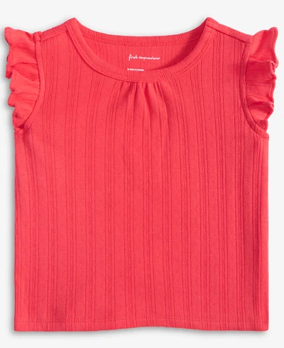 First Impressions Baby Girls Solid Pointelle Flutter-Sleeve Top, Exclusively at Macy's