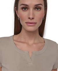 Dkny Sport Women's Ribbed Notched-Neck Cropped T-Shirt