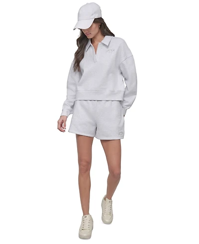 Dkny Sport Varsity Embroidered Logo Johnny Collar Top