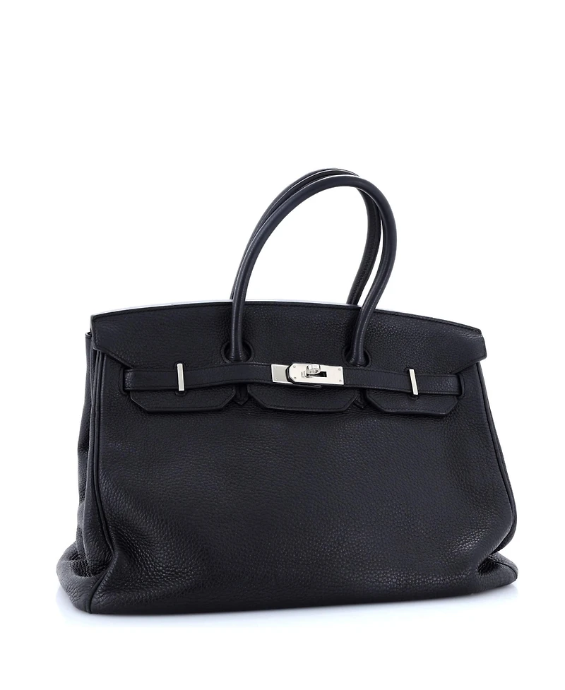 Pre-Owned Hermes Birkin 35 Handbag Black Clemence with Palladium Hardware
