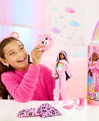 Barbie Cutie Reveal Care Bears Series Doll & Accessories in Cheer Bear Plush Costume, 10 Surprises