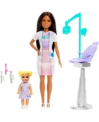 Barbie Dentist Doll with Brunette Fashion Doll, 1 Kid Doll, Medical Doctor Furniture & Accessories