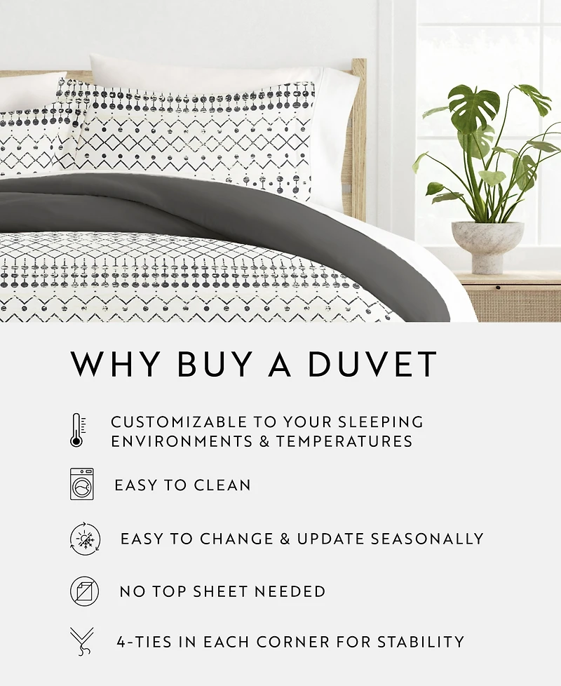 ienjoy Home Reversible Floral & Geometric Pattern 3 piece Duvet Cover Set, Full/Queen