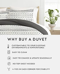 ienjoy Home Reversible Floral & Geometric Pattern 3 piece Duvet Cover Set, Full/Queen