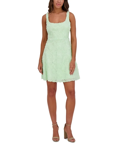 kensie Women's Soutache Square-Neck A-Line Mini Dress