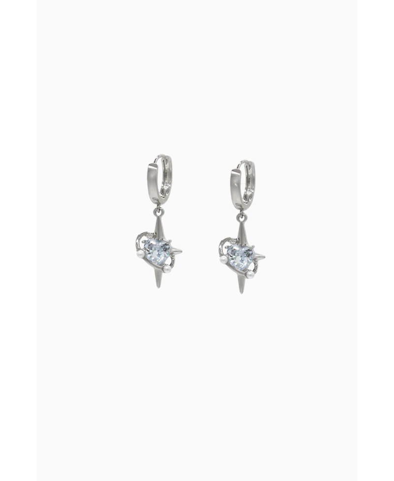 Huggie Earrings With Pearl Sparkle Charm 1.3″