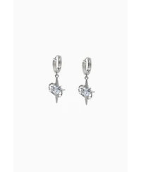 Huggie Earrings With Pearl Sparkle Charm 1.3″