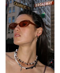 Chunky Hoop Earrings With Silver Sparkle Charm 1.3″