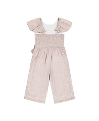 Hope & Henry Girls' Organic Flutter Sleeve Pintuck Jumpsuit, Kids