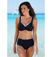 Lascana Women's Scalloped High Waisted Bikini Swimsuit Bottom