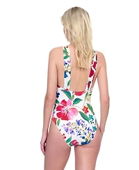 Garden Dream High Neck Twist Halter One-Piece Swimsuit