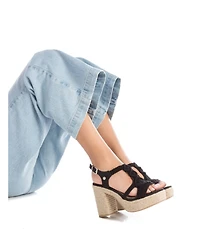 Women's Heeled Jute Platform Sandals By Xti