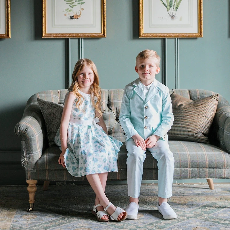 Hope & Henry Toddler Girls Heirloom Linen Sleeveless Peter Pan Collar Tea Dress with Waist Sash