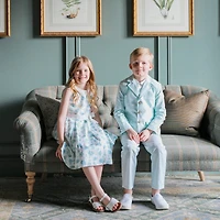 Hope & Henry Toddler Girls Heirloom Linen Sleeveless Peter Pan Collar Tea Dress with Waist Sash