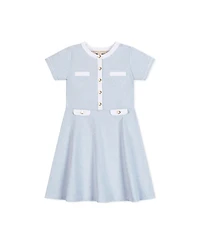 Hope & Henry Big Girls Short Sleeve French Terry Contrast Trim Dress