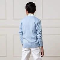 Hope & Henry Boys' Organic Long Sleeve Tipped Cardigan Sweater, Kids