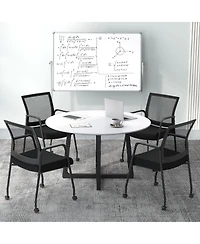 2-Piece Office Guest Chairs on Wheels with Armrests Comfortable and Mobile Seating for Reception or Conference Rooms