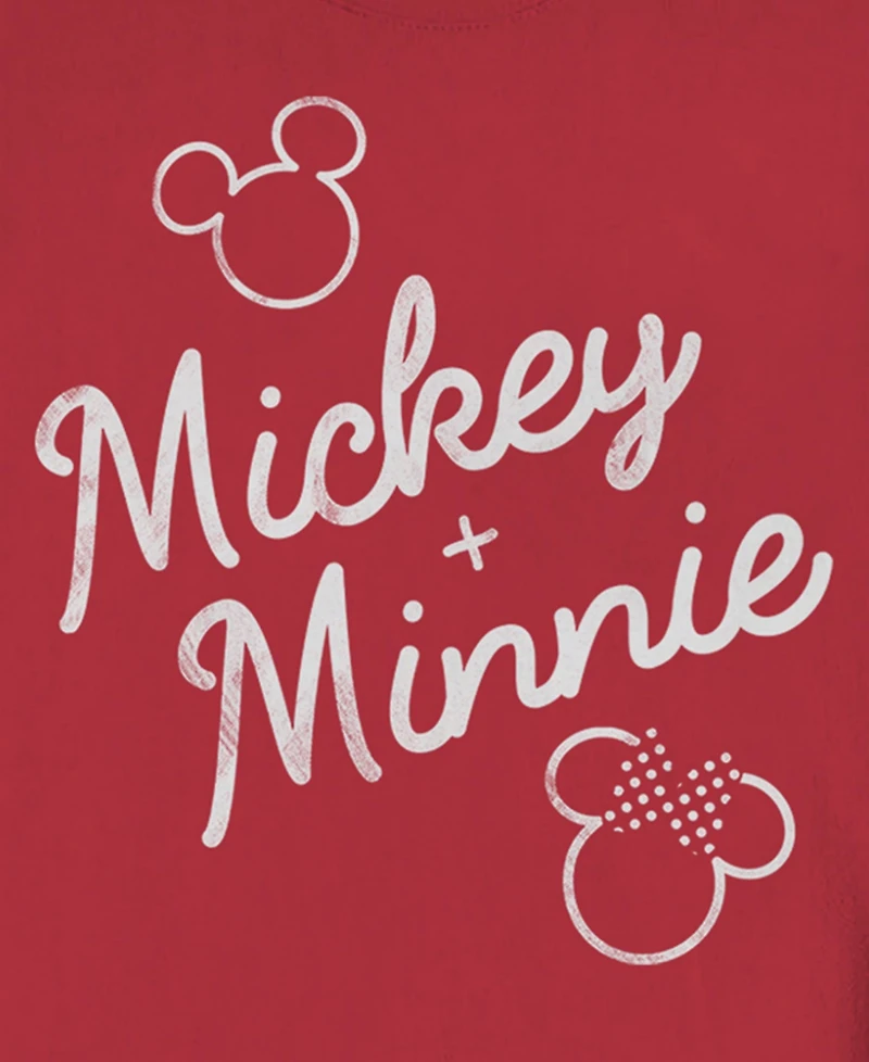 Fifth Sun Men's Mickey & Minnie Signed Together Crew Fleece Pullover Sweatshirt