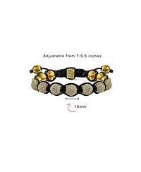 Bling Jewelry Black White Gold Tone Chain Link Bracelet with Crystal Ball Beads Cord