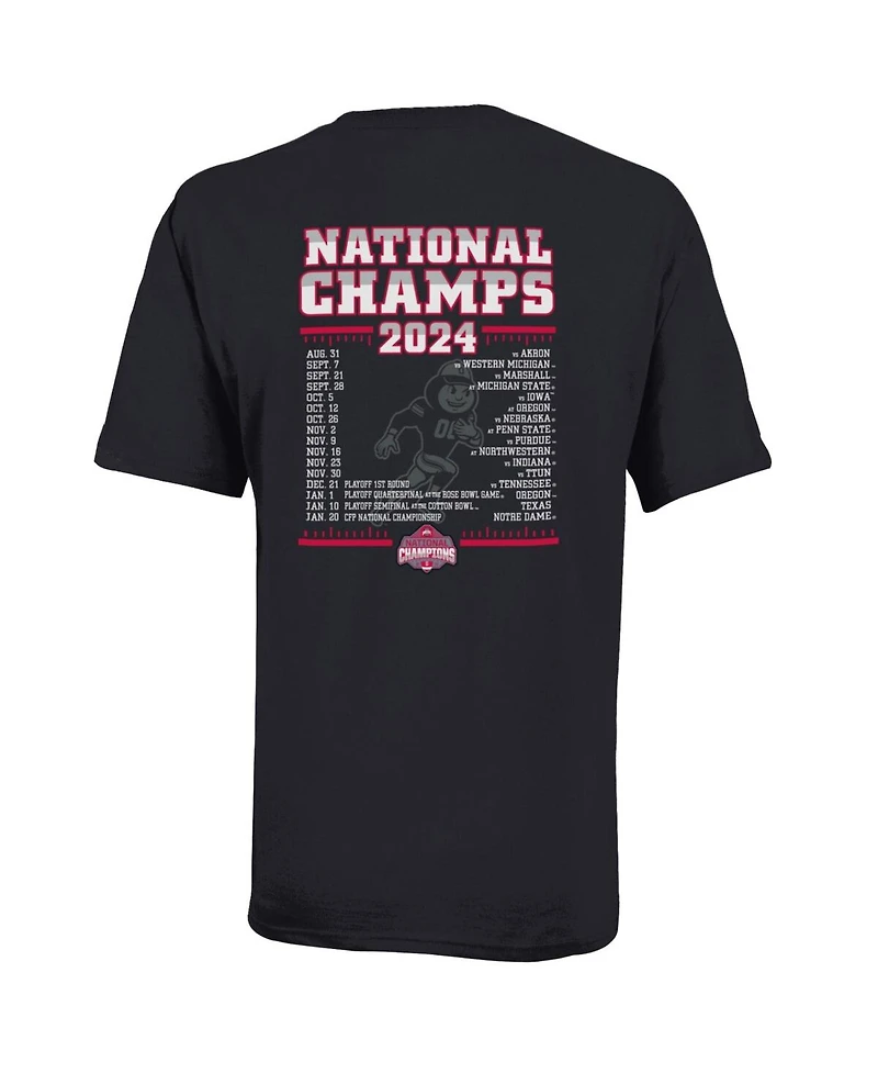 Champion Big Boys and Girls Black Ohio State Buckeyes College Football Playoff 2024 National Champions Schedule T-Shirt
