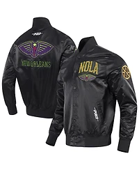 Pro Standard Men's Black New Orleans Pelicans 2024/25 City Edition Chenille Applique Satin Jacket
