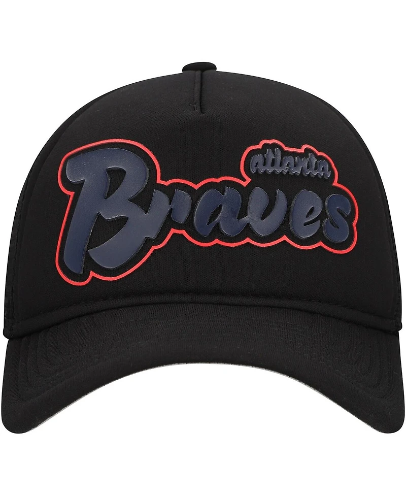 New Era Men's Black Atlanta Braves Retro Bold A-Frame Trucker 9FORTY Adjustable Hat