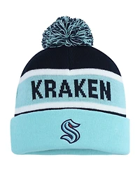 Starter Men's Light Blue/Deep Sea Blue Seattle Kraken Cuffed Knit Hat with Pom