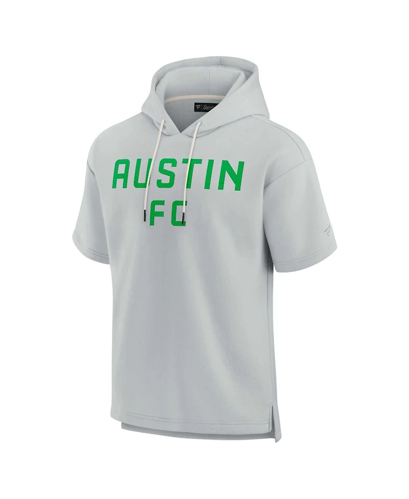Fanatics Men's and Women's Gray Austin Fc Elements Super Soft Fleece Short Sleeve Pullover Hoodie