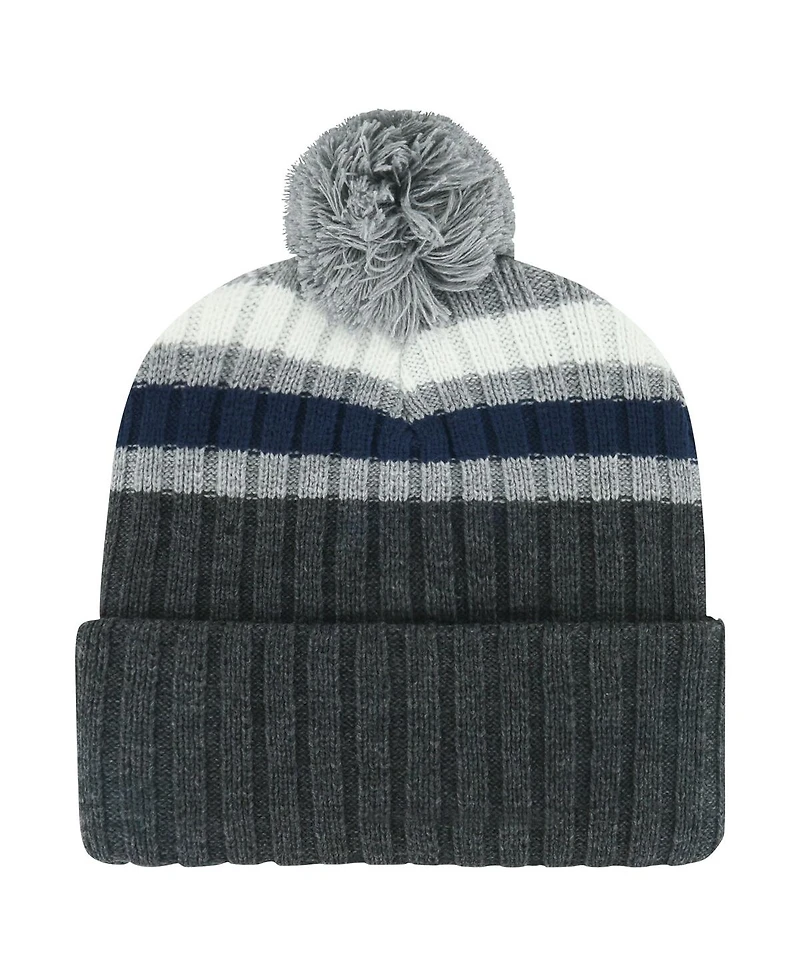 '47 Brand Men's Gray Toronto Maple Leafs Stack Patch Cuffed Knit Hat with Pom