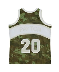 Mitchell & Ness Men's Gary Payton Camo Seattle Supersonics Hardwood Classics 1984/85 Ghost Green Swingman Jersey