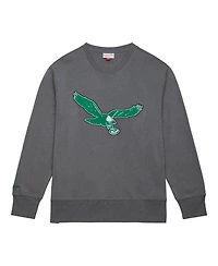 Mitchell & Ness Men's Heather Gray Philadelphia Eagles Snow Washed Fleece Tri-Blend Pullover Sweatshirt