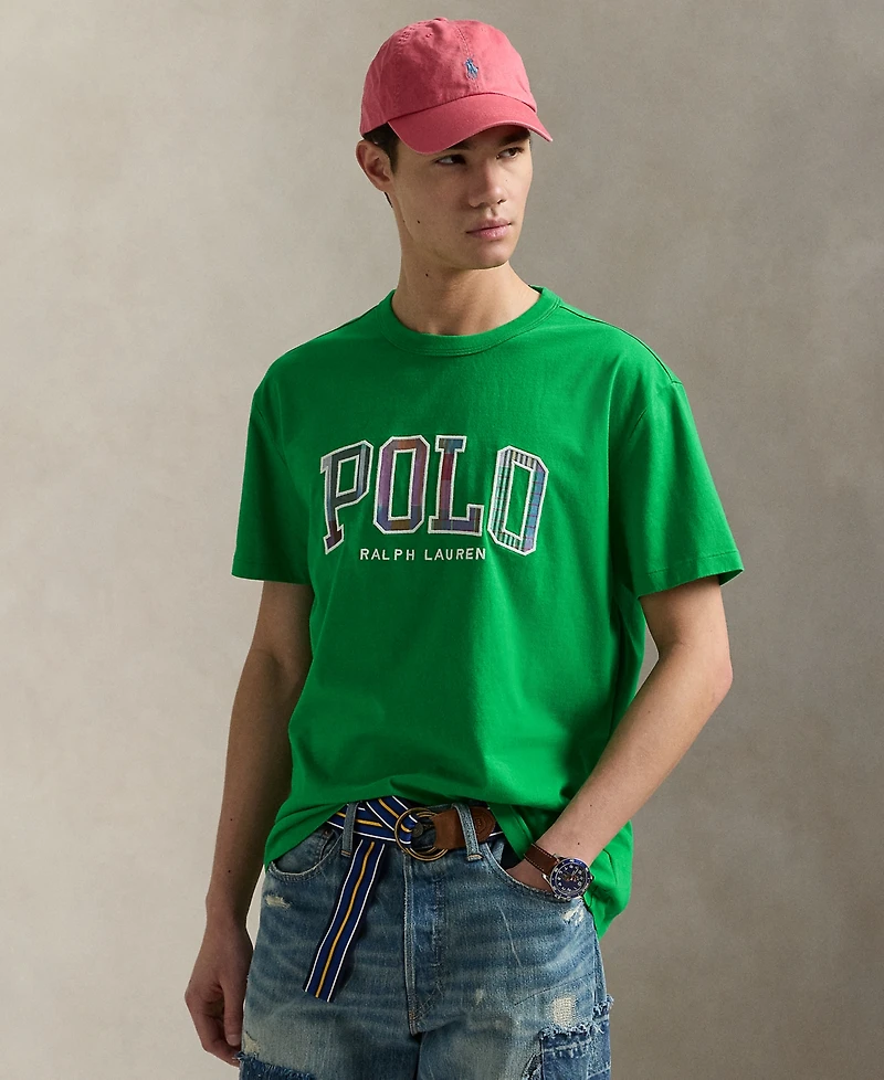 Polo Ralph Lauren Men's Classic-Fit Madras-Logo Jersey T-Shirt