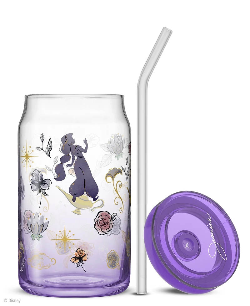 JoyJolt Disney Princess Icon Tumbler Glasses with Lids, Set of 4
