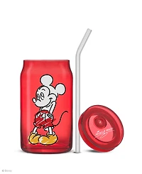 JoyJolt Disney Mickey Mouse Friends Color Sketch Tumbler Glasses with Lids, Set of 4