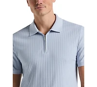 Perry Ellis Men's Slim-Fit Ribbed-Knit 1/4-Zip Polo Shirt