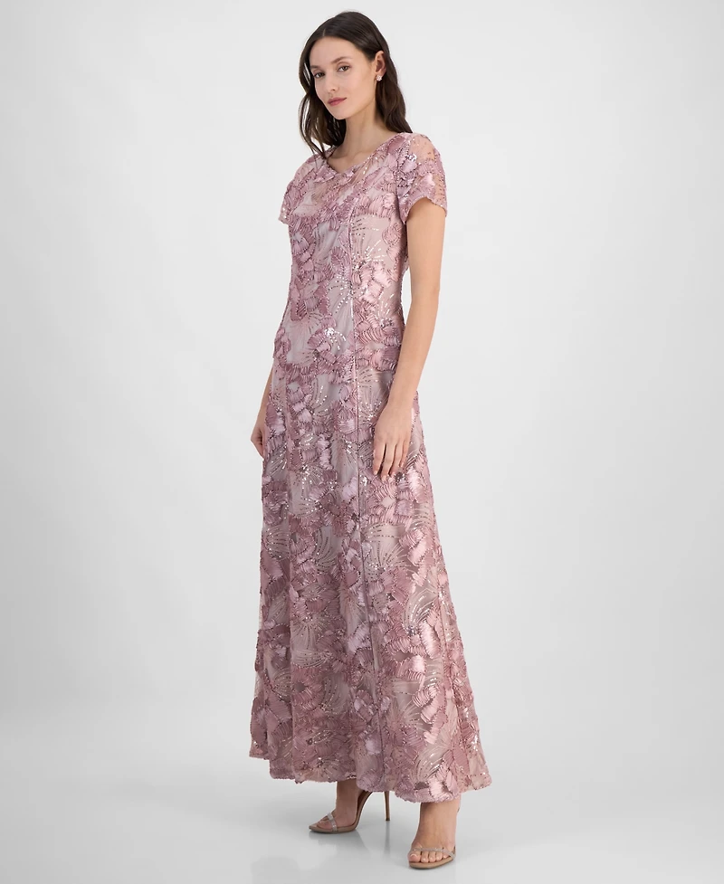 Alex Evenings Women's Soutache Sequined Evening Gown